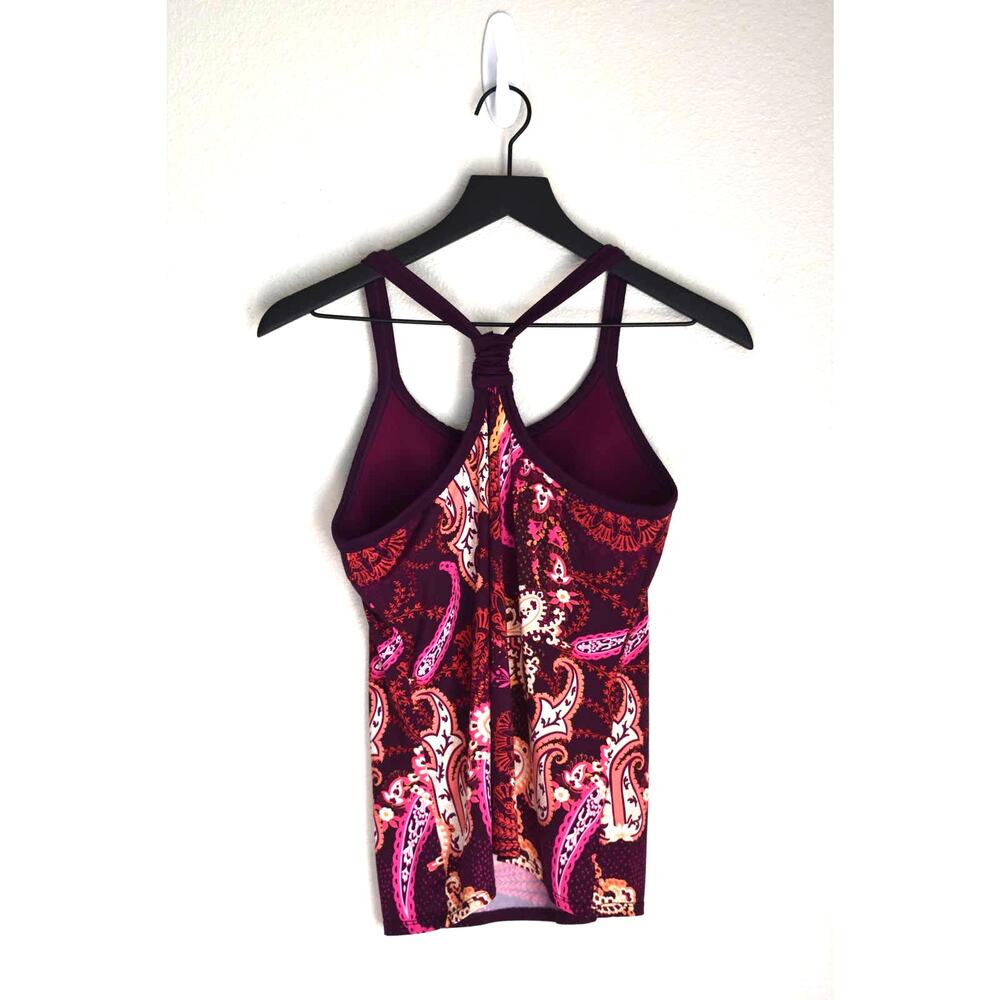 Athleta Pavitra Racerback Tank Sangria Paisley Sz M - Picture 3 of 4